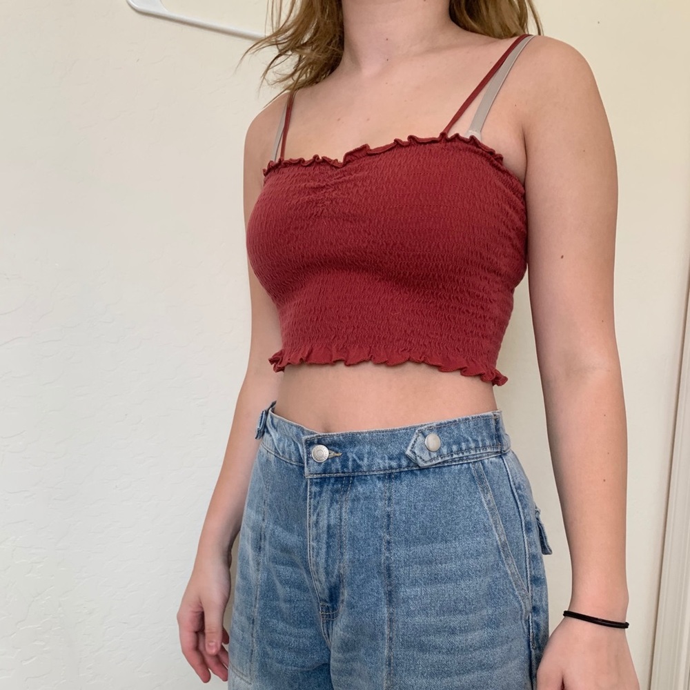 maroon red crop top